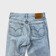 Levi's Wedgie Jeans Womens 27x28 Blue Slim Straight Fit Frayed Leg Distressed Denim Pants
