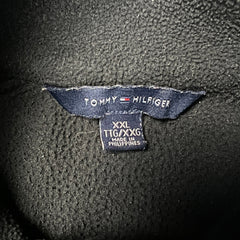 Vintage Y2K Tommy Hilfiger Fleece Mens Large Black Flag Full Zip Jacket