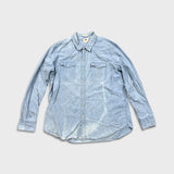 Levi's Barstow Denim Shirt Mens 2XL Blue Light Wash Slim Fit Western Pearl Snap