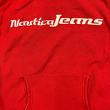Vintage Y2K Nautica Hoodie Mens Medium Red Spell Out Pullover Hooded Sweater