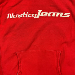 Vintage Y2K Nautica Hoodie Mens Medium Red Spell Out Pullover Hooded Sweater