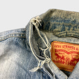 Levi's Denim Vest Mens XL Blue Light Wash Faded Distressed Jean Trucker Jacket