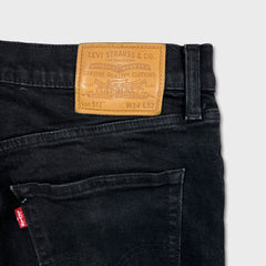 Levi's 512 Jeans Men 34x30 Black Slim Taper Leg Dark Wash Mid Rise Stretch Denim Pants