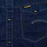 G-Star Raw Arc 3D Denim Shirt Mens Medium Blue Dark Wash Western Pearl Snap
