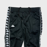 Kappa Track Pants Mens Medium Black Side Tape Athletic Taper Leg Gym Jogger
