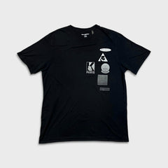 Karl Lagerfeld Paris T Shirt Mens Large Black Multi Badge Choupette Graphic Tee