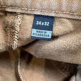 Carhartt Pants Mens 34x32 Beige Carpenter Thrashed Workwear Hammer Loop Canvas