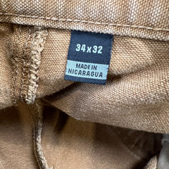 Carhartt Pants Mens 34x32 Beige Carpenter Thrashed Workwear Hammer Loop Canvas