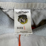 Vintage Y2K Ed Hardy Christian Audiger Polo Shirt Mens Small Grey New York USA Eagle Skull