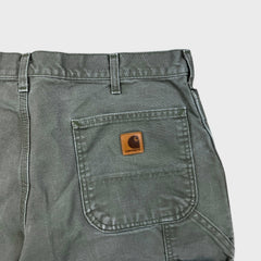 Carhartt Pants Mens 36x30 Green Original Dungaree Fit Workwear Distress Carpenter