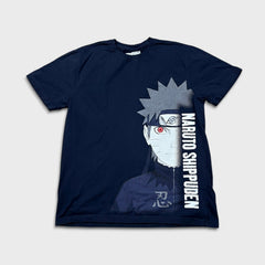 Naruto Shippuden Mens Medium Blue Graphic Anime Tee
