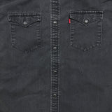Levi's Standard Denim Shirt Mens Large Black Dark Wash Casual Western Pearl Snap