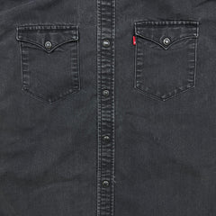 Levi's Standard Denim Shirt Mens Large Black Dark Wash Casual Western Pearl Snap