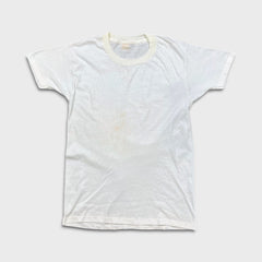 Vintage 80s Blank T Shirt Mens Medium White Single Stitch Basic Short Sleeve Tee