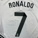 2014/15 Adidas Ronaldo #7 Real Madrid Home Long Sleeve Jersey Mens Medium White