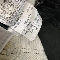 Levi's 511 Jeans Mens 34x34 Black Slim Fit Mid Rise Dark Wash Stretch Denim Pants
