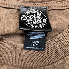 Santa Cruz T Shirt Mens Medium Brown Double Side Skateboard Graphic Tee