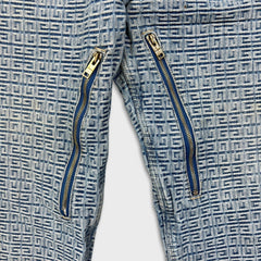 Givenchy 4G Jacquard Denim Mens 34x34 Blue Oversized Fit Light Wash Monogram Pants