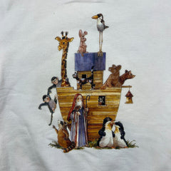 Vintage 90s Noah's Ark Sweatshirt Mens Small White Religion Graphic Pullover