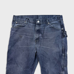 Dickies Pants Mens 36x32 Blue Faded Wash Carpenter Hammerloop Workwear Canvas