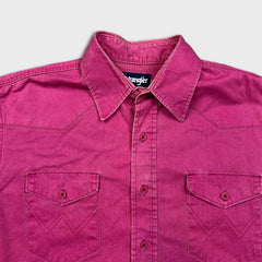 Vintage 90s Wrangler Shirt Mens XL Pink Brushpopper Cowboy Western Button Up
