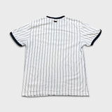Vintage Y2K FUBU T Shirt Mens Large White Striped Spell Out Short Sleeve Tee
