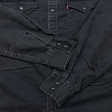 Levi's Denim Shirt Mens Large Black Dark Wash Casual Western Jean Pearl Snap