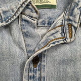 Vintage 90s Levi's Denim Shirt Mens Medium Blue Faded Light Wash Button Up