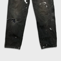 Dickies Pants Mens 34x32 Black Straight Leg Distress Hammer Loop Canvas Workwear