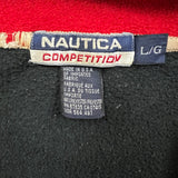 Vintage 90s Nautica Competition Fleece Mens Large Black USA 1/4 Zip Pullover Jacket