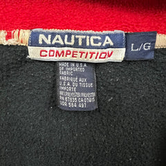 Vintage 90s Nautica Competition Fleece Mens Large Black USA 1/4 Zip Pullover Jacket