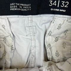 G-Star Raw Pants Mens 34x30 White Straight Fit Casual Utility Cargo Trousers