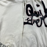 Vintage Y2K Quiksilver Hoodie Mens Small White Full Zip Surf Skater Hooded Sweater