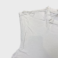 Vintage 90s Ocean Pacific Sleeveless T Shirt Mens Large White Thrashed Beach Surfing