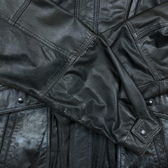Vintage 90s Sears Leather Jacket Mens XL Black Full Zip Flight A-2 G-1 Bomber