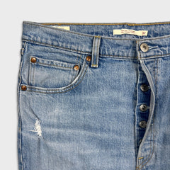 Levi's Ribcage Straight Jean Womens 32x27 Blue Distressed High Rise Light Wash Denim Pants