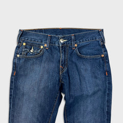 True Religion Jeans Mens 32x31 Blue Bootcut Medium Wash Distressed USA Denim Pants