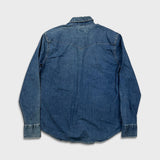 Levi's Barstow Western Denim Shirt Mens Medium Blue Dark Wash Stretch Pearl Snap
