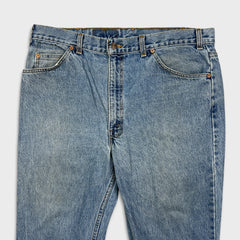 Vintage 90s Levi's 547 Jeans Mens 38x30 Blue Light Wash White Tab Straight Leg Relaxed Fit Denim