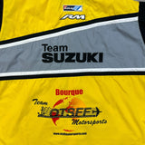 Vintage 90s Team Suzuki Racing Shirt Mens XL Yellow Button Up Pit