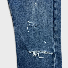 Levi's 505 Jeans Mens 34x30 Blue Regular Fit Straight Leg Distressed Medium Wash Denim Pants