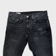 Levi's 512 Jeans Men 31x28 Black Slim Taper Leg Dark Wash Distress Stretch Denim Pants