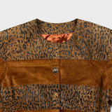 Vintage 90s Danier Suede Patchwork Jacket Womens XS Brown Snake Leopard Print