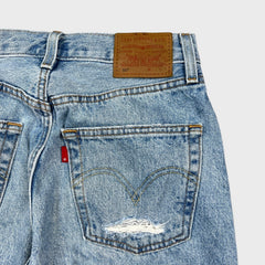 Levi's 501 Jeans Womens 24x30 Blue Original Fit Straight Distressed Light Wash Pants