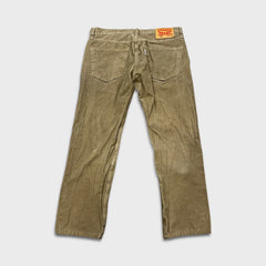 Levi's 502 Pants Mens 32x26 Beige Corduroy Tapered Stretch Regular Fit Mid Rise
