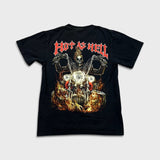 Vintage Y2K Skeleton Rider Hot As Hell T Shirt Mens Medium Black Punk Biker Tee