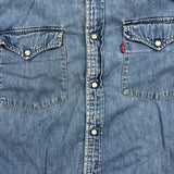 Vintage 90s Levi's Denim Shirt Men Medium Blue Light Wash Western Button Up