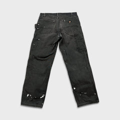 Dickies Pants Mens 34x32 Black Straight Leg Distress Hammer Loop Canvas Workwear
