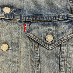 Levi's Vest Jacket Womens Small Blue Light Wash Sleeveless Jean Denim Trucker