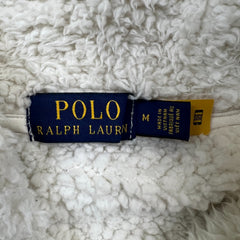Polo Ralph Lauren Ski Bear Fleece Mens Medium White High Pile Hooded Jacket
